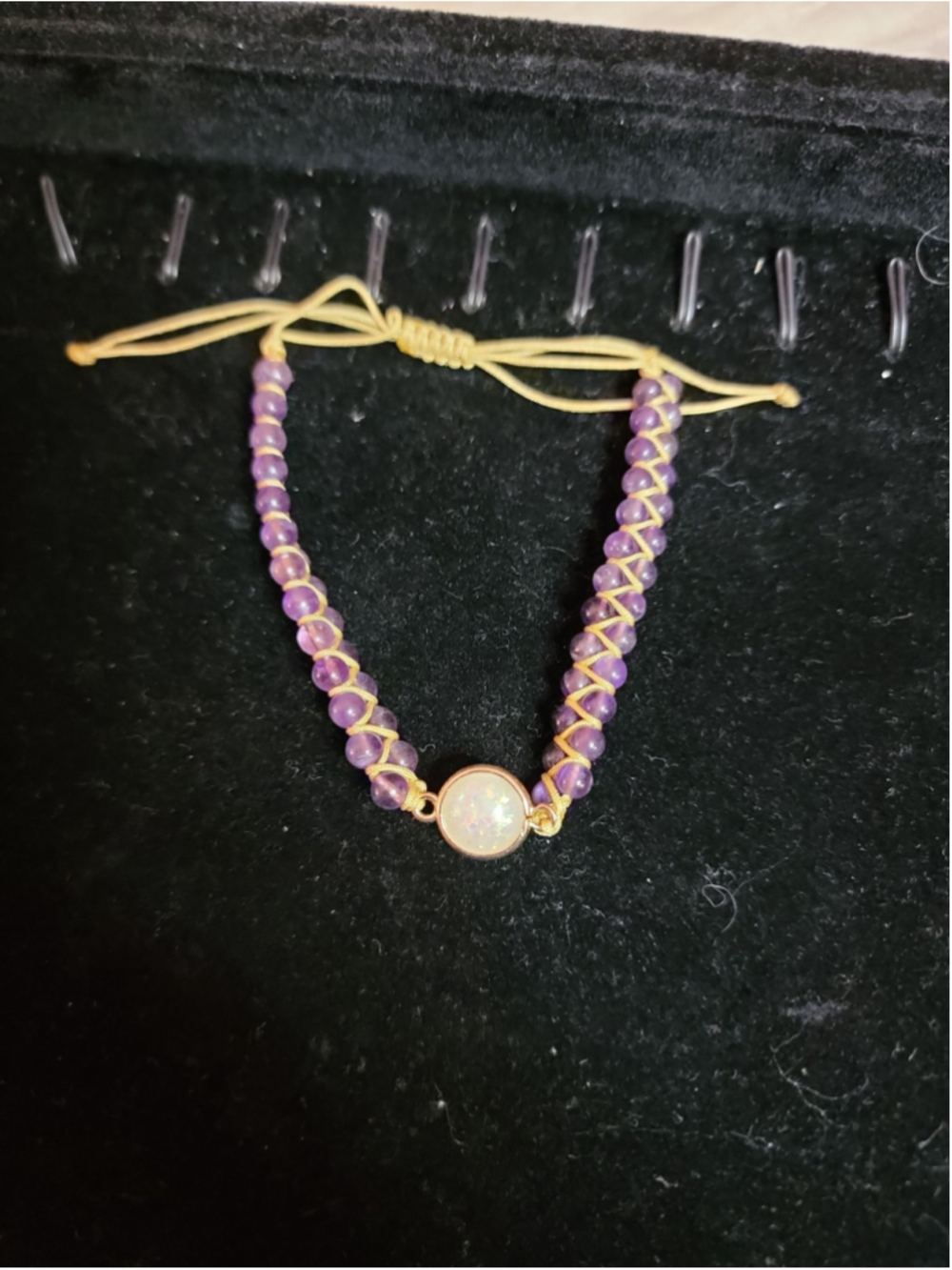 Natural Amethyst Stone Bracelet White Opal Gemstone Charm Bracelet Handmade